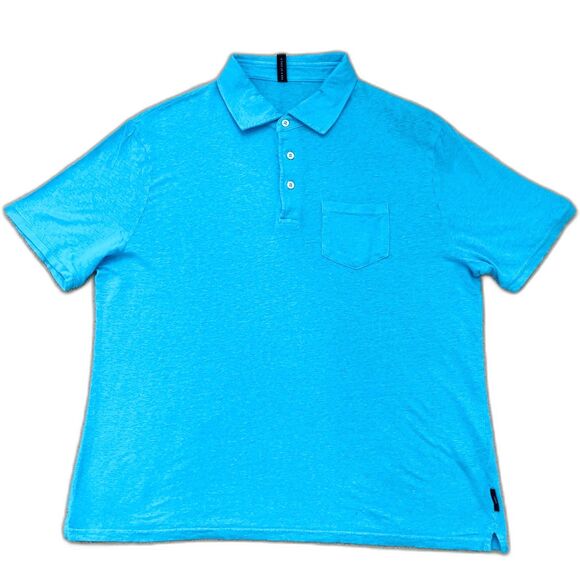 04651/ A Trip in a Bag NWT Mens Large Linen Polo Shirt Slim Fit Blue Retails 279